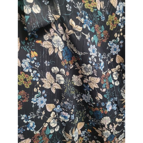 Moon River Mini Dress Tie Bow Neck Navy Allover Floral Print Womens XS - Picture 5 of 8